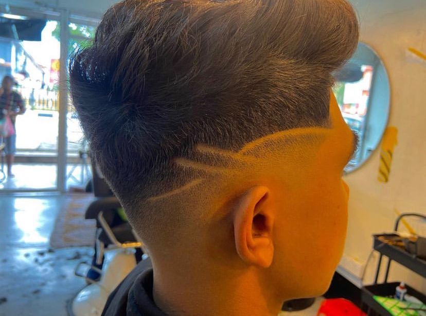 Pompadour hair design by Awi